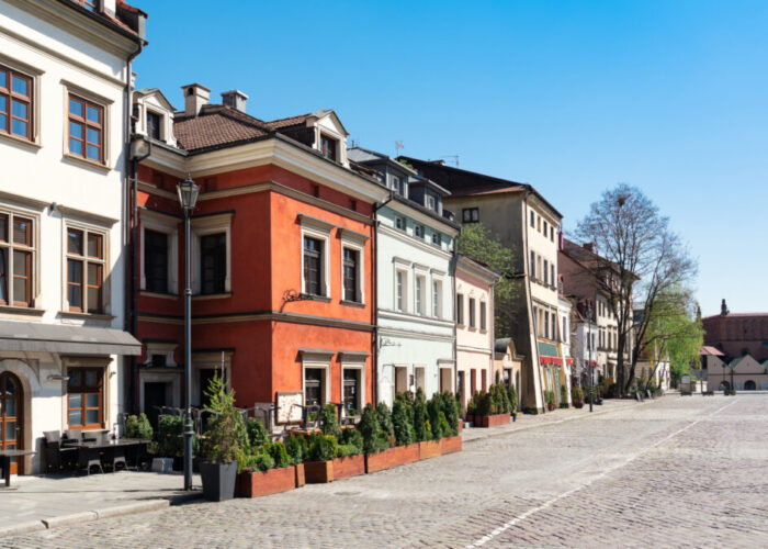 Szeroka street in Kazimierz, the old Jewish District of Krakow, Poland